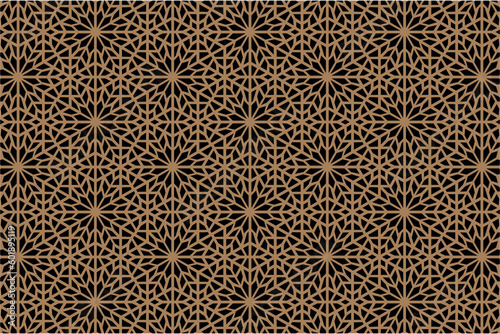 Geometric of pattern. Design arabic style gold on black background. Design print for illustration, texture, card, wallpaper, background. Set 1