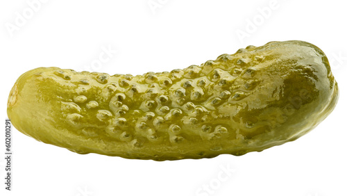 marinated pickled cucumbers isolated on white background, full depth of field
