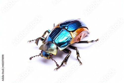 Isolated scarab beetle on white background, Generative AI