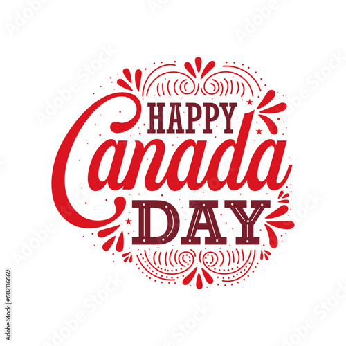 Happy Canada Day, Canada Day vector lettering design