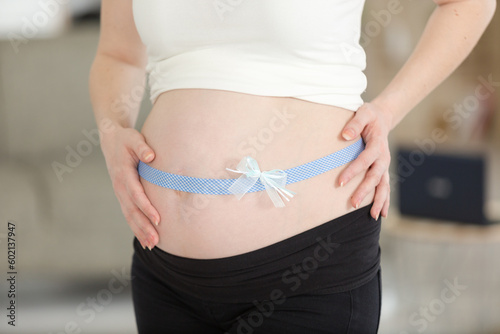 pregnancy pregnant woman with big belly in maternity and lace