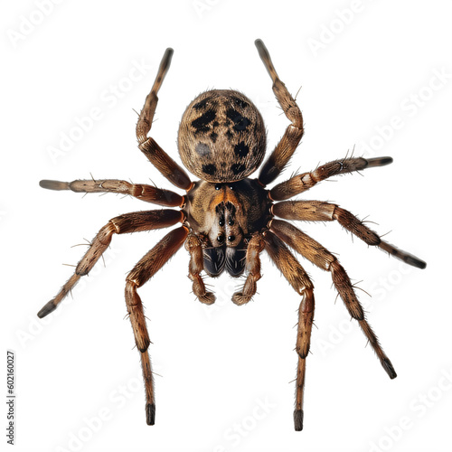 A close up of a spider isolated on a transparent background PNG Generative Ai