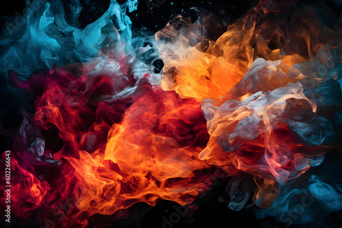 Fire and ice - conceptual illustration. Generative AI