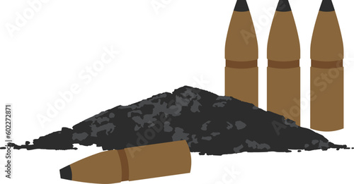 vector of hand drawn gunpowder and bullets with steel head and copper
