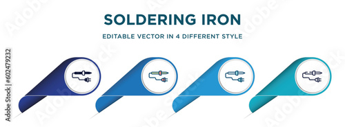 soldering iron icon in 4 different styles such as filled, color, glyph, colorful, lineal color. set of vector for web, mobile, ui