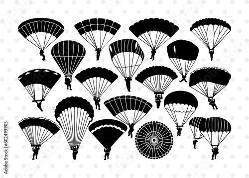 Paratroopers Silhouette, Paratroopers SVG, Army Svg, Parachutes Svg, Sky Diving Svg, Paratroopers Bundle, SB00925