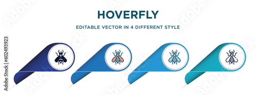 hoverfly icon in 4 different styles such as filled, color, glyph, colorful, lineal color. set of vector for web, mobile, ui