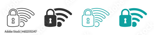  Lock Wi-Fi signal vector icons set
