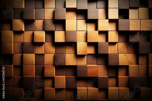 Creative Wooden Wall Surface with Square Tiles.