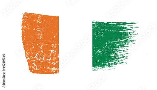 Cote Divoire Flag Designed in Brush Strokes and Grunge Texture