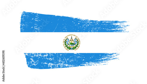 El Salvador Flag Designed in Brush Strokes and Grunge Texture