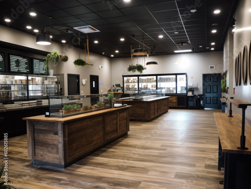 The interior of Tundra Herb Company, a cannabis dispensary in Anchorage. Generative AI