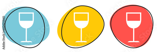 Button Banner für Website oder Business: Wein, Weinglas oder Cocktailbar