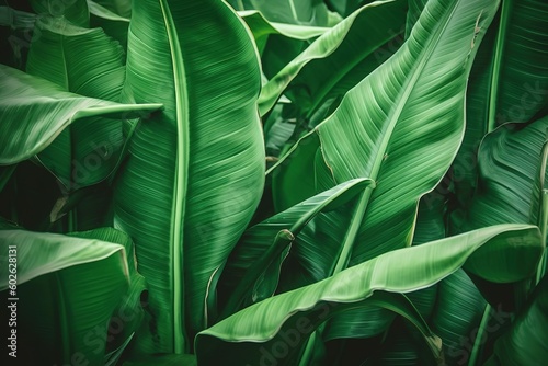 Tropical background, green banana leaves