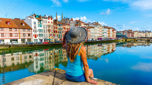 Woman tourist in Bayonne- France, basque country
