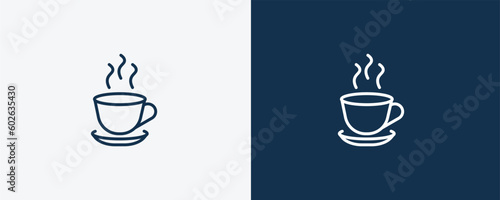 cup of hot coffee icon. Outline cup of hot coffee icon from tools and utensils collection. Linear vector. Editable cup of hot coffee symbol can be used web and mobile