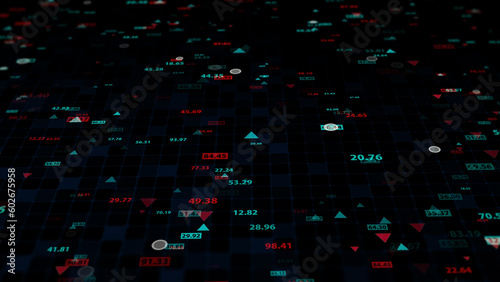3d rendering of stock market data on a dark background