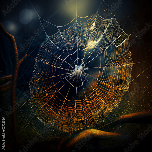 Uma teia de aranha com um fundo escuro
