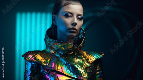 前衛的で奇抜な宇宙風ファッション・ファッションショー（Generative AI） 