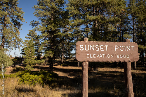 Sunset Point Sign at Bryce Canyon National Park