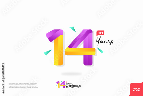 Number 14 logo icon design, 14th birthday logo number, anniversary 14