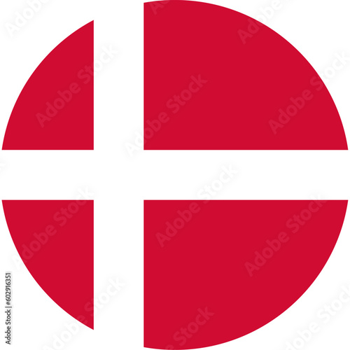round Danish national flag of Denmark, Europe