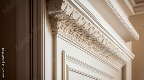 wall and door architrave wooden detail treatment moulding cornice home interior concept,image ai generate