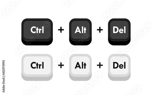 Ctrl alt del computer keyboard buttons combinations. Hotkeys combination for delete. Vector illustration