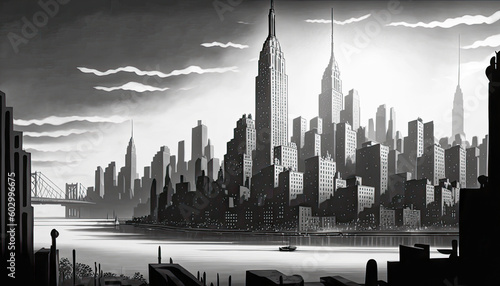 New York City skyline in year 1930 - Generative AI