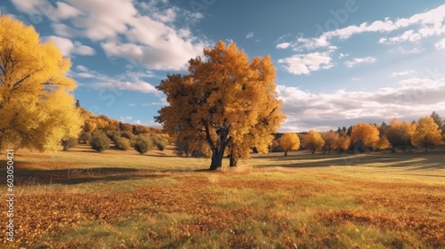 autumn landscape with trees and sky