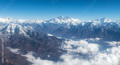 Himalaya mountains from the air