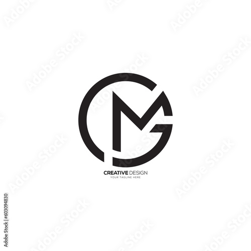 Rounded shape modern letter c m g creative line art minimal monogram logo. C logo. M logo. G logo