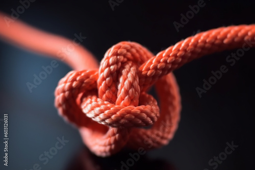 Knot on a rope, close-up. Problem concept. 