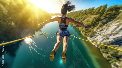 Bungee jumping created with generative AI technology