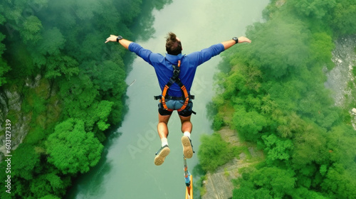 Bungee jumping created with generative AI technology