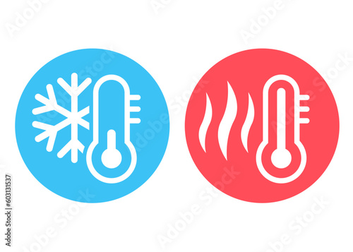 Cold and heat thermometer icon. Clipart image isolated on white background