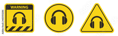Hearing Protection Required Sign On White Background