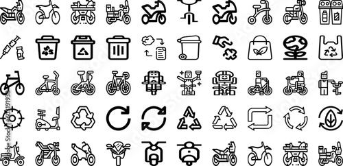 Set Of Cycle Icons Collection Isolated Silhouette Solid Icons Including Road, Sport, Cyclist, Cycle, Race, Bicycle, Bike Infographic Elements Logo Vector Illustration