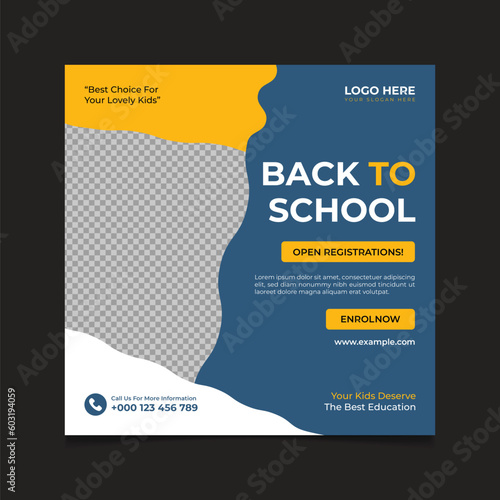 school admission social media post vector template design. 