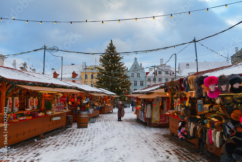 TALLINN, ESTONIA - DEC 25, 2022: Traditional Estonian Christmas Market
