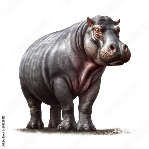 Hipopotam, Ilustracja bez tła, png, wygenerowane przez AI