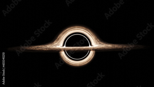 Black hole in space devouring space and black matter. Interstellar space, hot ionized gas around a black hole. Distortion of space and time. 3d render