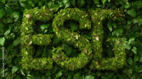 Die Buchstaben ESG aus grünen Blättern. Stehend für Environmental, Social and Governance- ein Regelwerk zur Bewertung für nachhaltige, ethische Praxis in Unternehmen. (Generative AI)