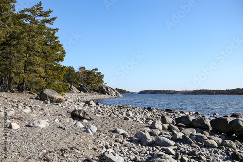 Natural rock seaside landscape archipelago view in Sweden, Nynäshamn.