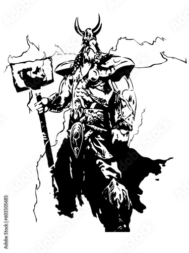 Thor Vektor, Donnergott Thor Grafik, Thor und Mjölnir Vektor Grafik