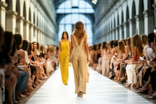 Runway and catwalk of top models at the fashion week. AI generated, human enhanced