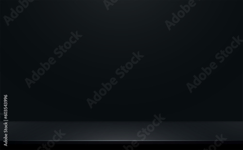 Black table on black background. Vector illustration