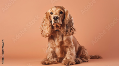 Banner with Cocker Spaniel. Generative AI.