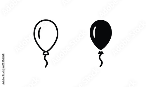 Balloon icon line and flat birthday baloon sign. Celebration, internet concept. ballon icon vector symbol logo illustration line editable stroke flat design style isolated on white