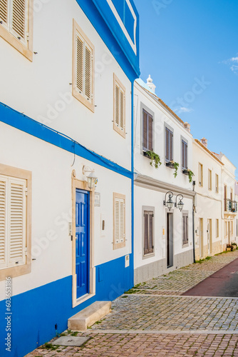 Awesome view of portuguese traditional houses, algarve traditional whitewashed places, Albufeira, Algarve, Portugal